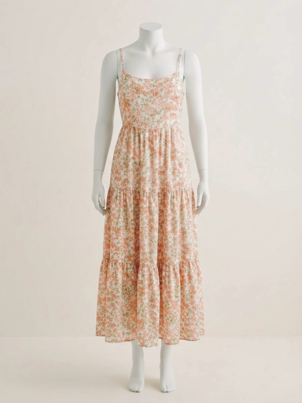 Daisy Peach Floral Tiered Maxi Dress